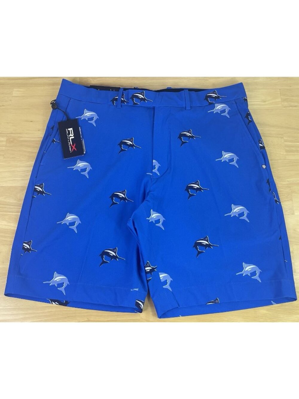 RLX Ralph Lauren Performance Classic Fit ‘AOP Marlins’ Blue Golf Shorts - Men 34